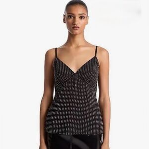 Michael Kors Rhinestone Georgette Camisole Tank Top- Large - NWT 🖤💎